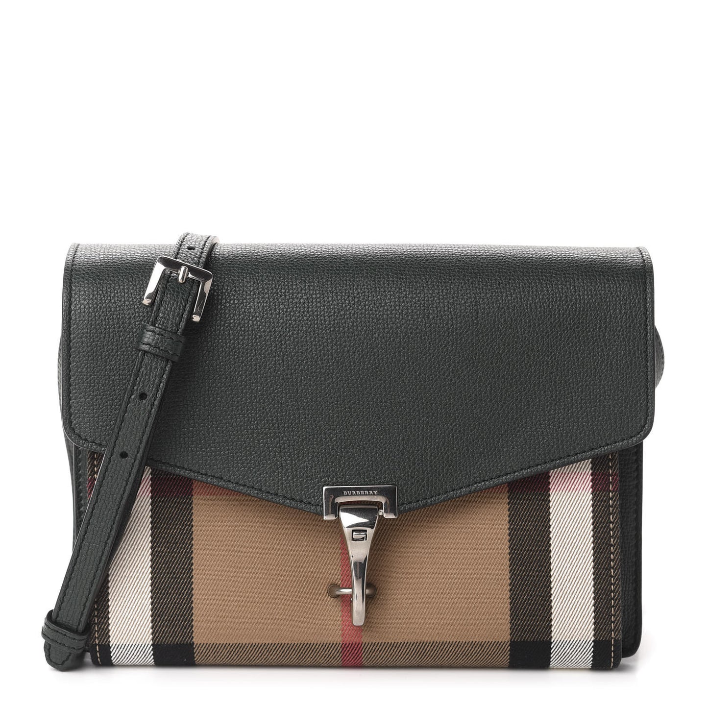 Derby Calfskin House Check Small Macken Crossbody Bag Dark Bottle Green