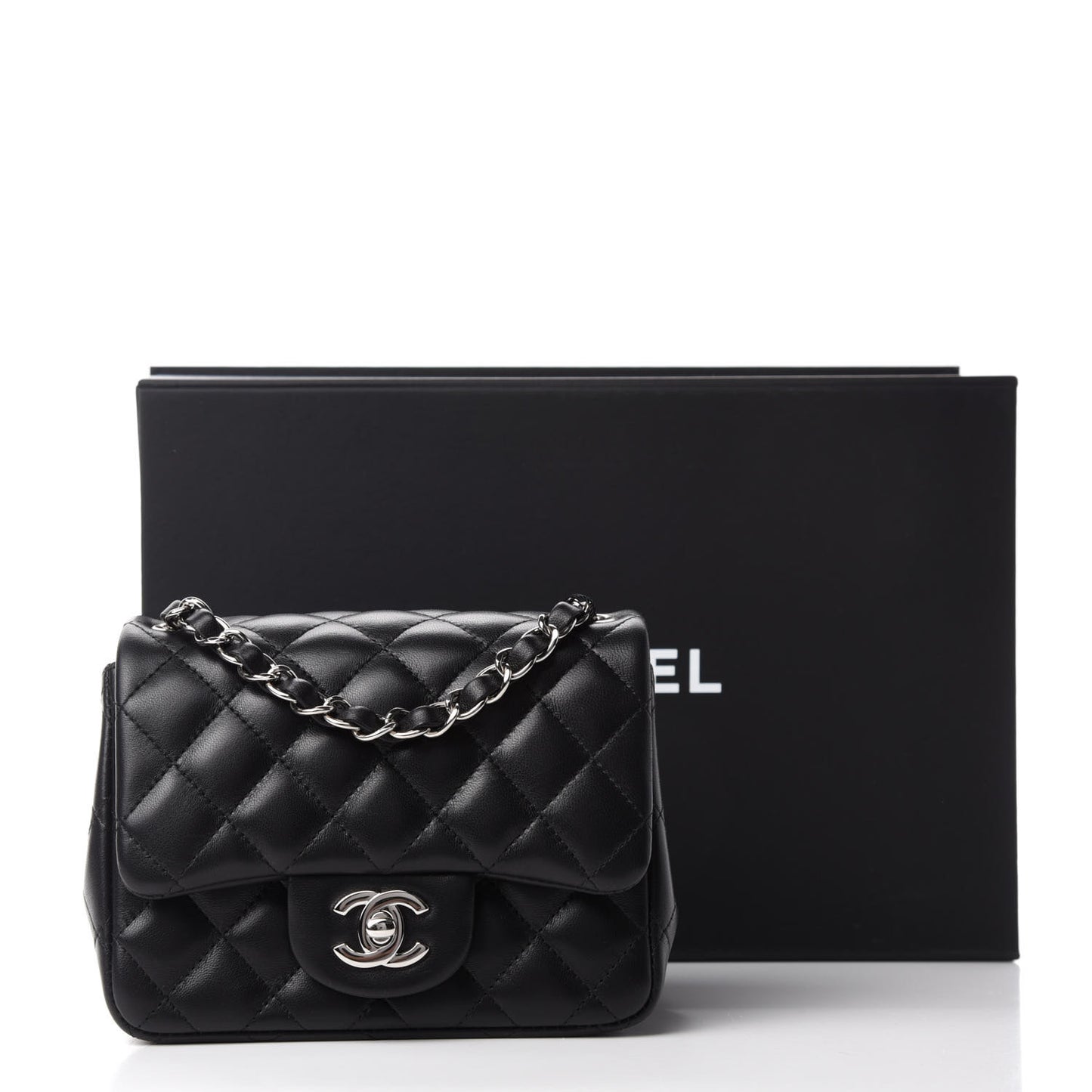 Lambskin Quilted Mini Square Flap Black