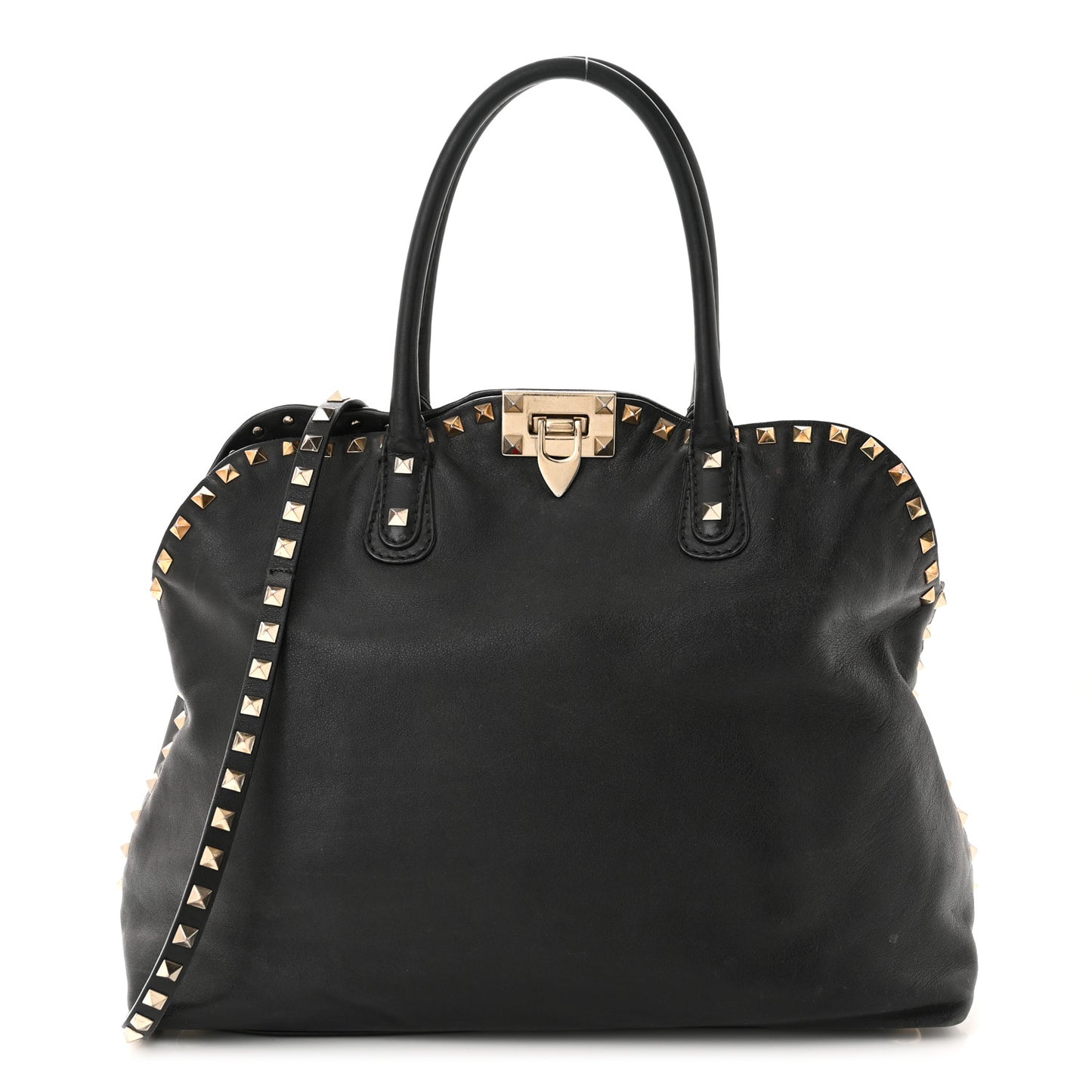Vitello Rockstud Dome Satchel Black
