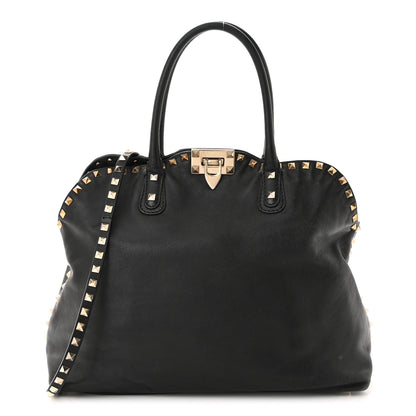 Valentino Garavani Vitello Rockstud Dome Satchel Black 1 of 21
