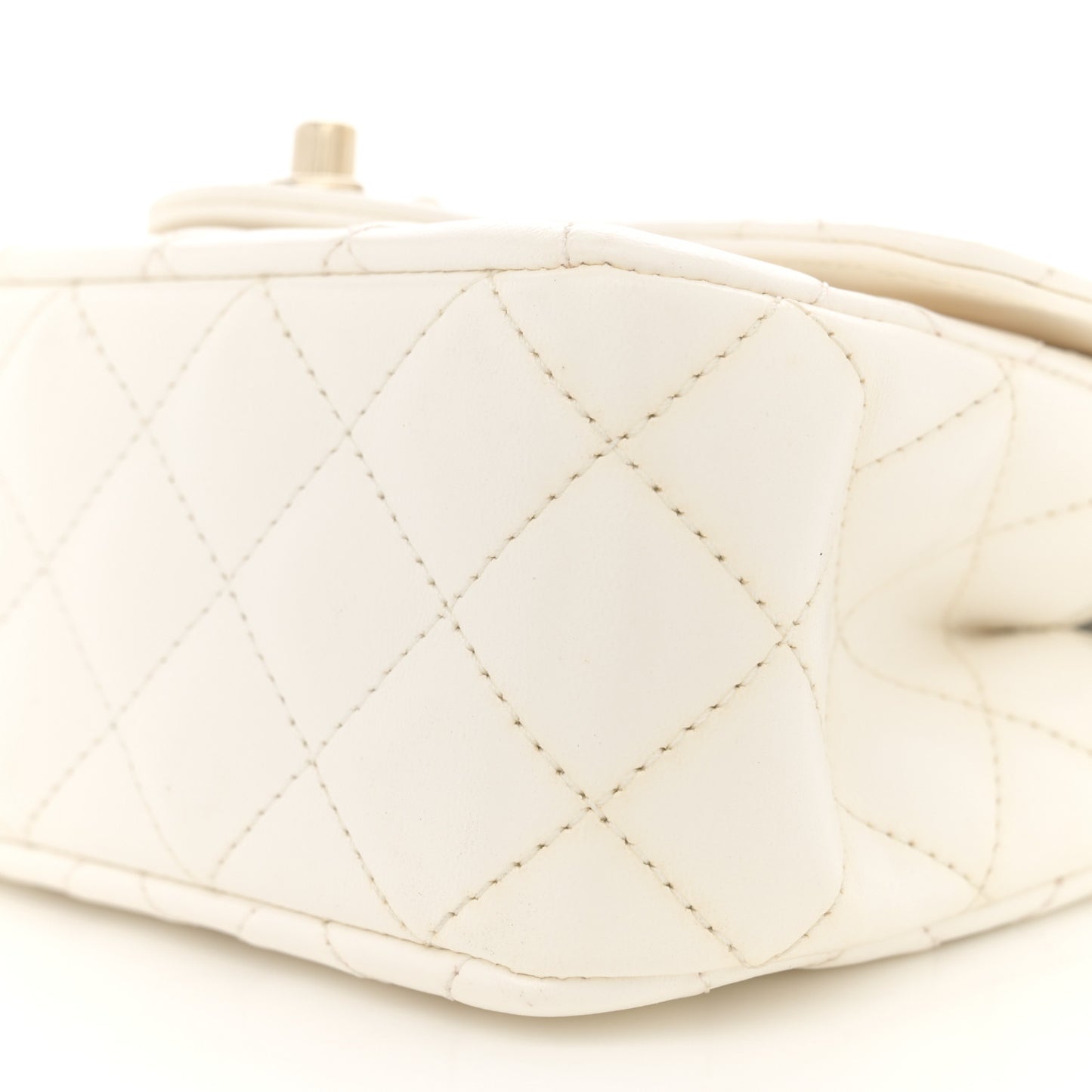 Lambskin Quilted Mini Crystal Top Handle Rectangular Flap White