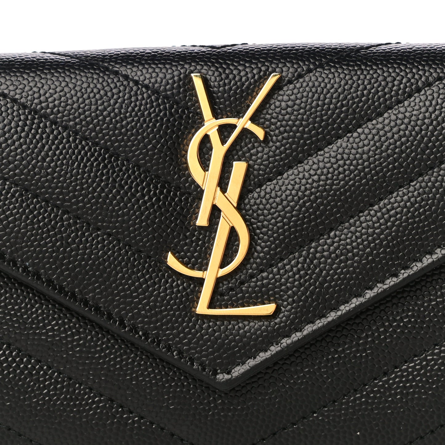 Grain De Poudre Matelasse Chevron Small Monogram Envelope Wallet Black