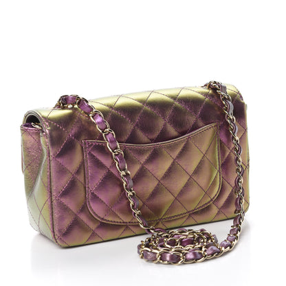 Chanel Iridescent Lambskin Quilted Mini Rectangular Flap Purple 3 of 10