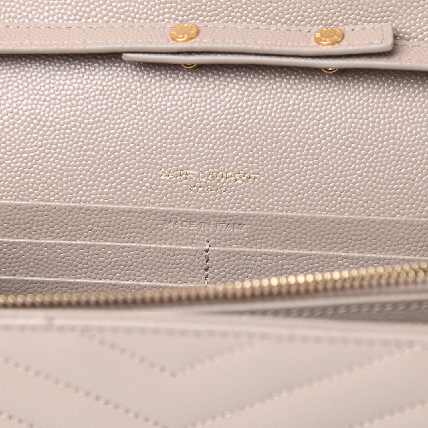 Saint Laurent Grain De Poudre Matelasse Chevron Monogram Chain Wallet Nude Powder 6 of 14