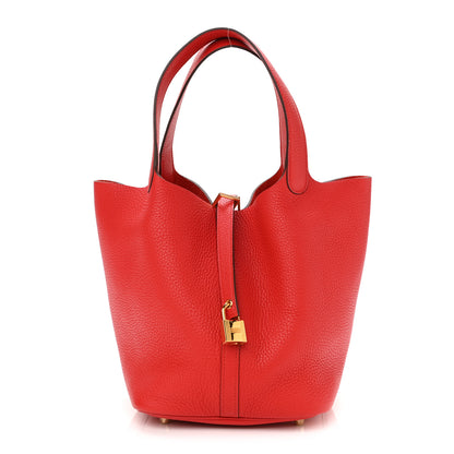 Hermes Taurillon Clemence Picotin Lock 22 MM Rouge Tomate 1 of 11