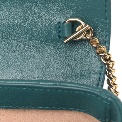 Gucci Azalea Calfskin Enamel Matelasse Diagonal Super Mini Torchon GG Marmont Shoulder Bag Imperial Blue Pavone 10 of 11