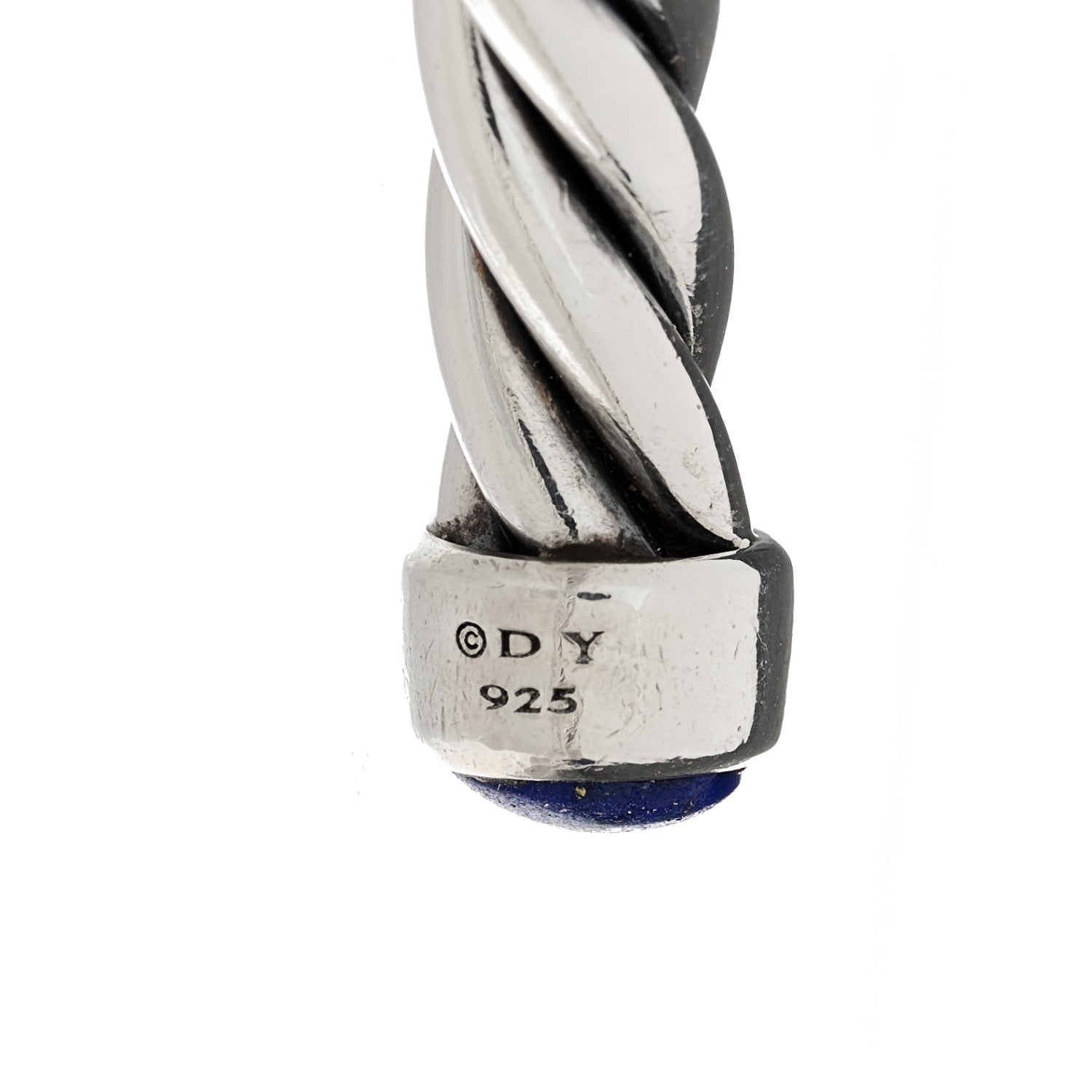 David Yurman Sterling Silver Lapis Lazuli Cable Classic Cuff Bracelet 3 of 3