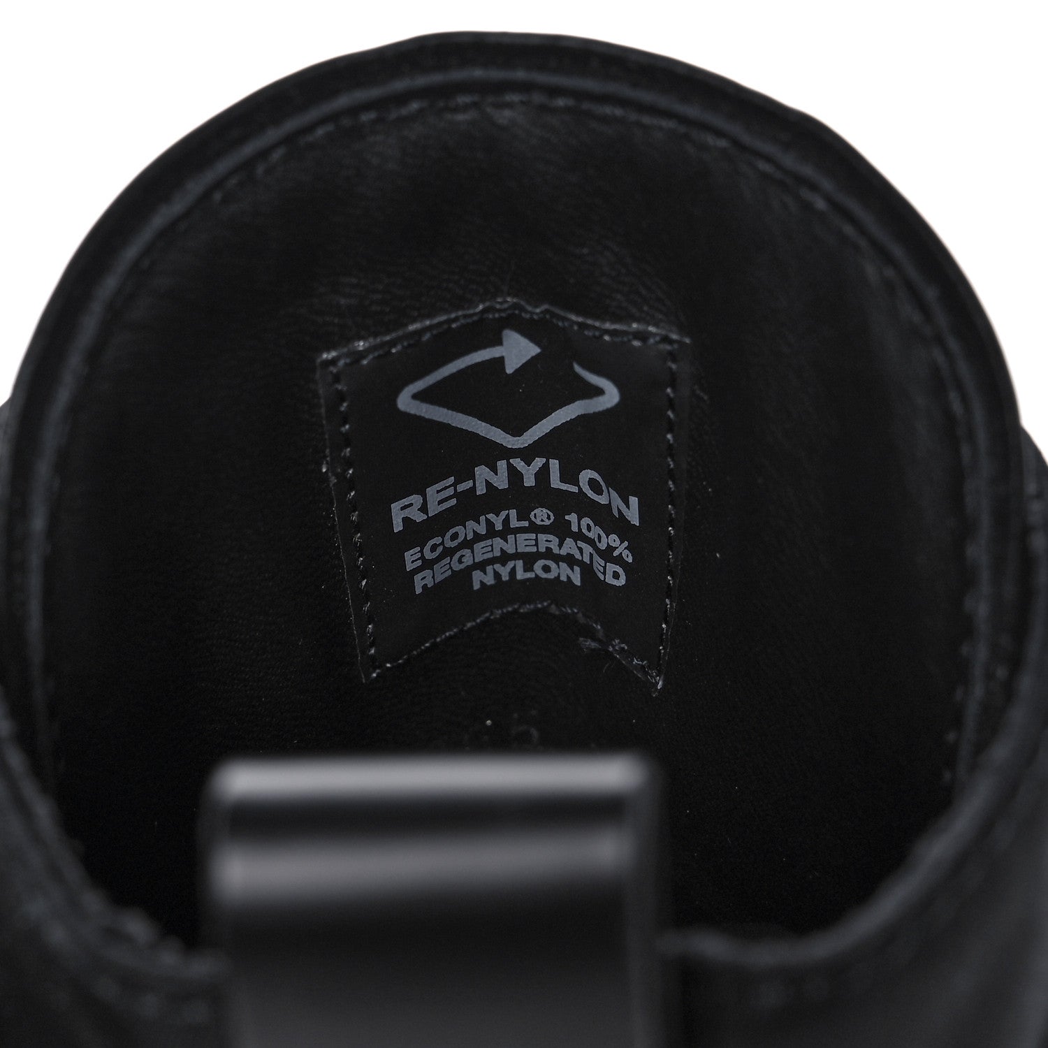 Prada Spazzolato Rois Re-Nylon Metal Triangle Logo Monolith Pouch Pocket 55mm Boots 38 Black 7 of 15