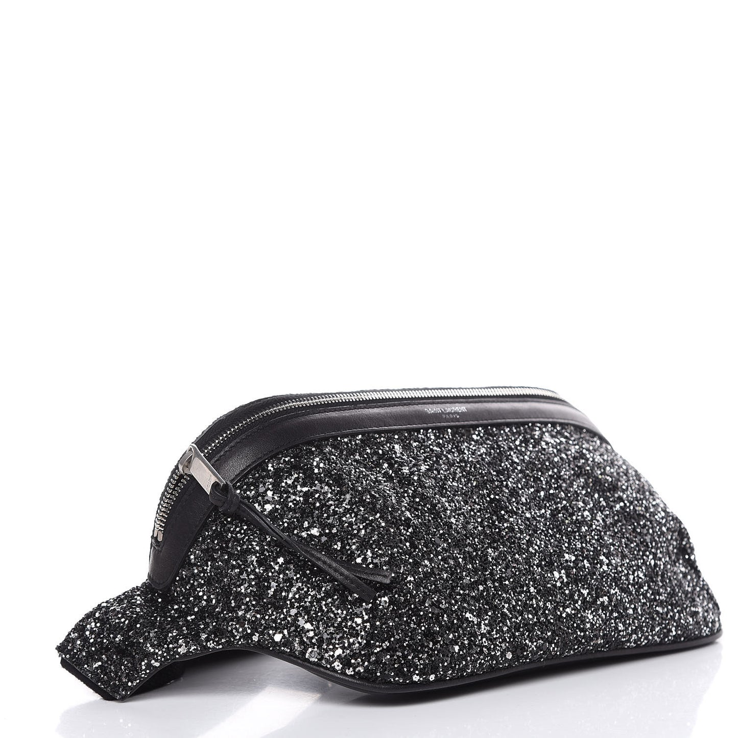 Lambskin Glitter Belt Bag Metallic Black