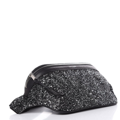 Saint Laurent Lambskin Glitter Belt Bag Metallic Black 5 of 11