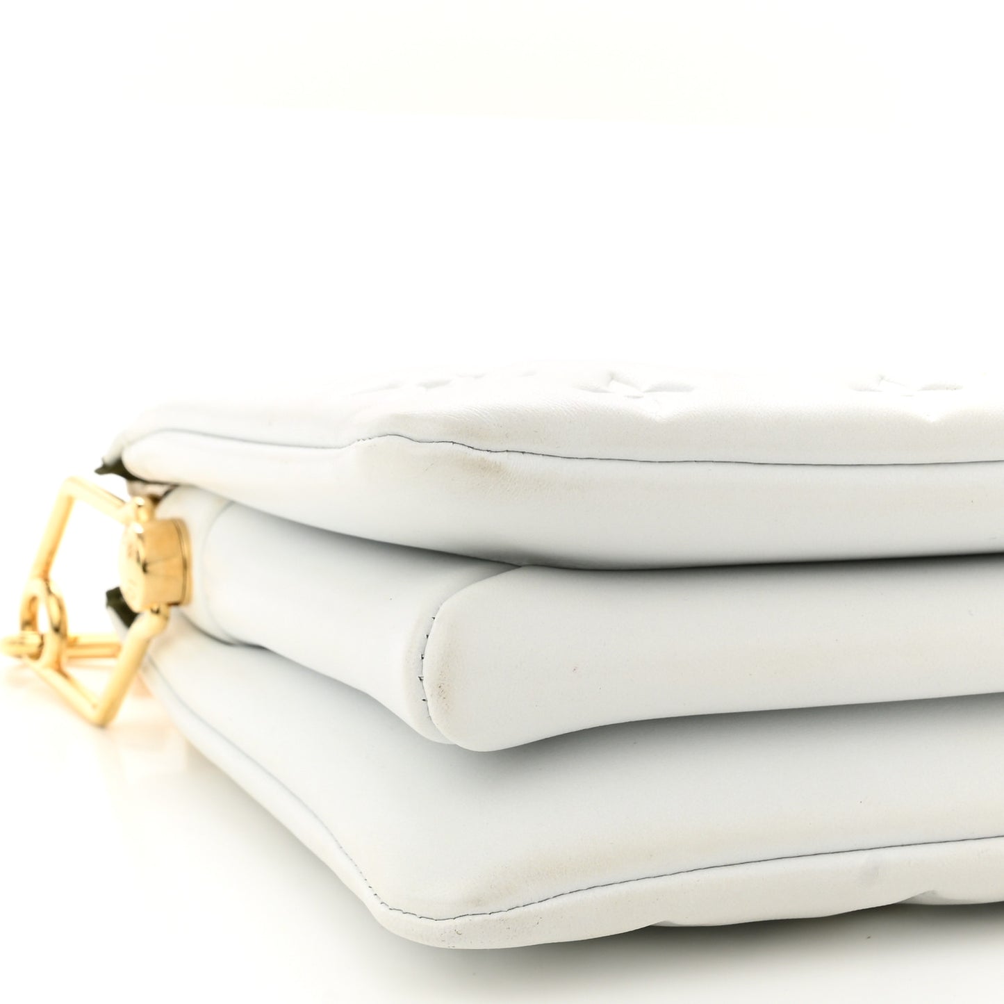 Lambskin Embossed Monogram Coussin BB White
