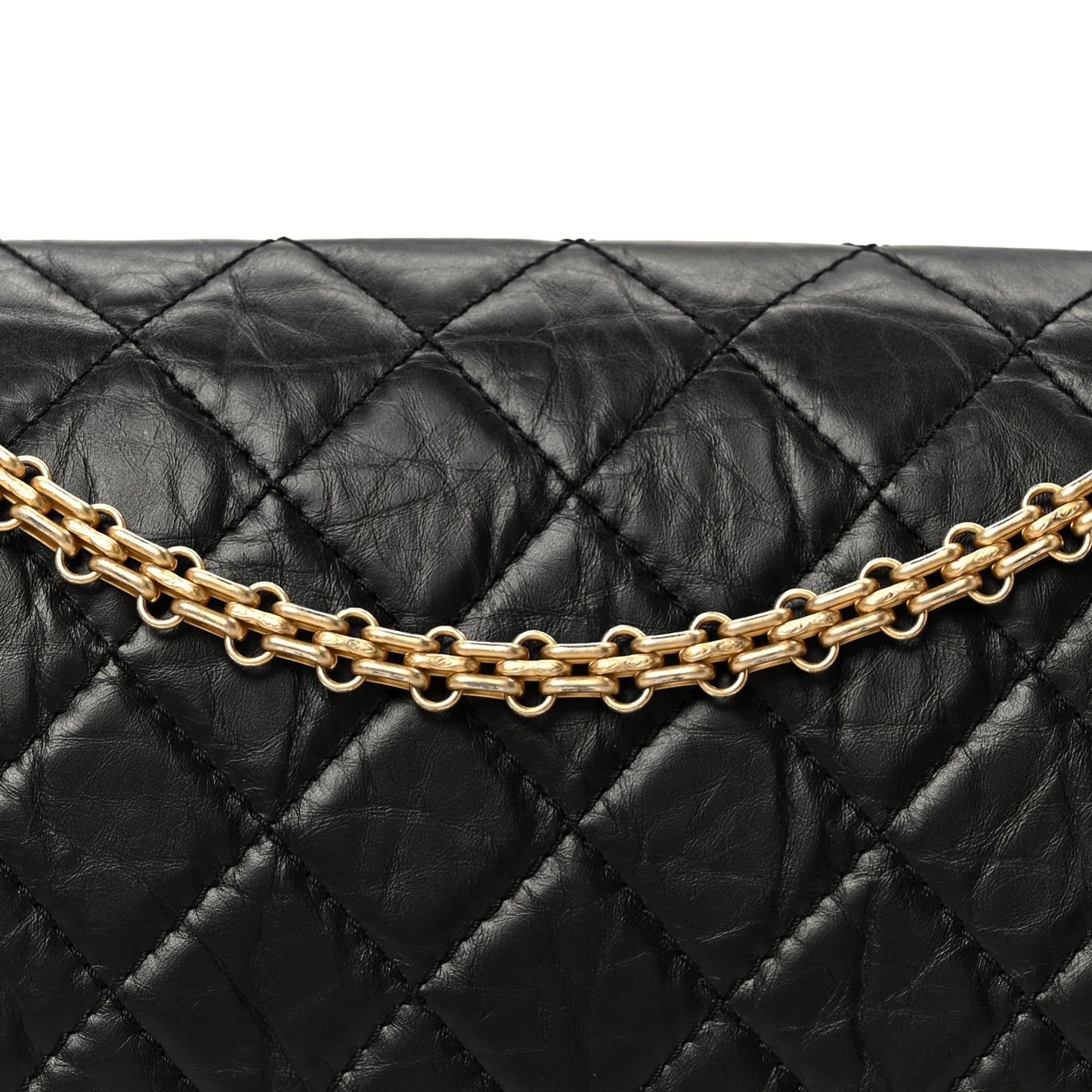 Aged Calfskin Quilted 2.55 Reissue 227 Flap Black