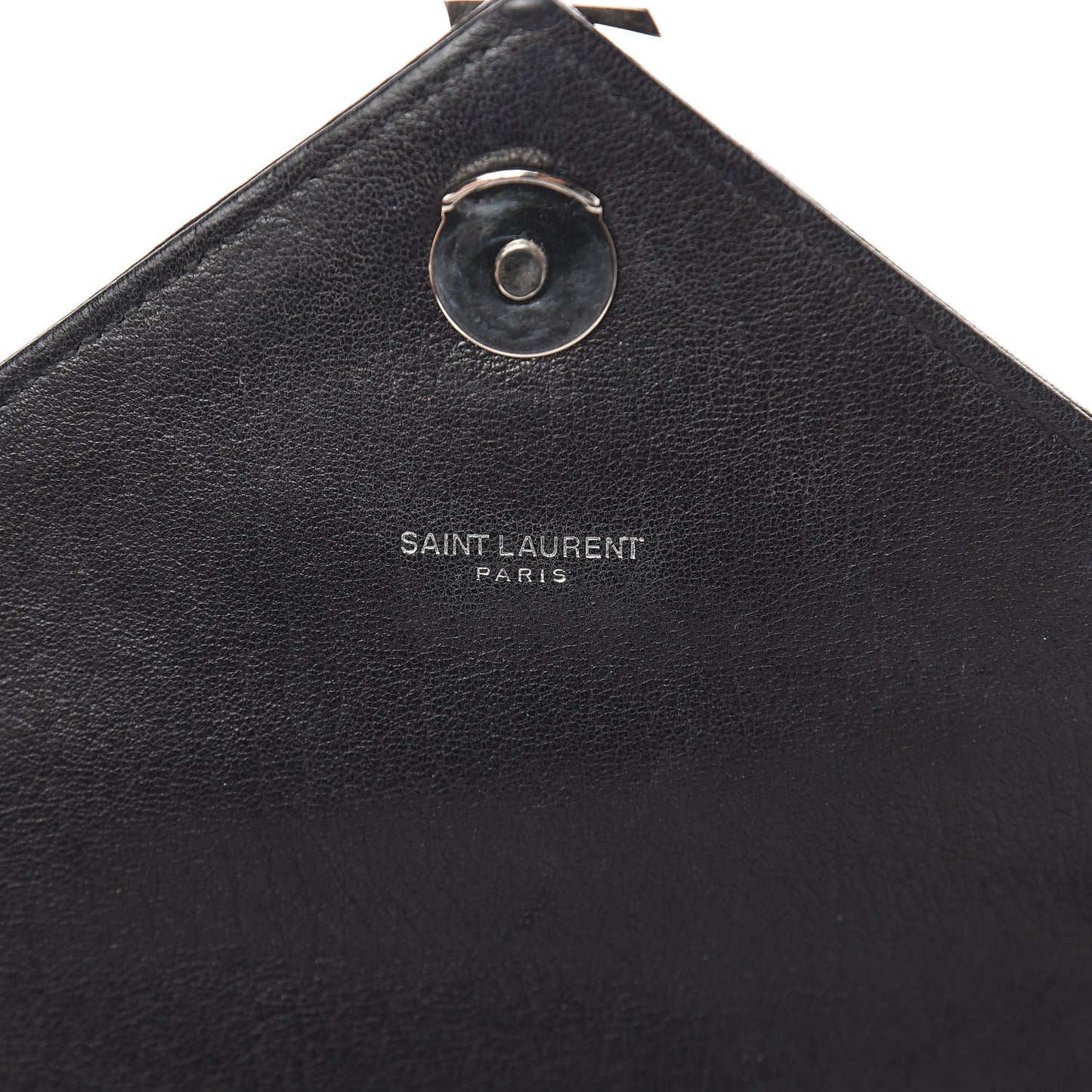 Sheepskin Tri-Quilt Monogram Medium Soft Envelope Bag Black