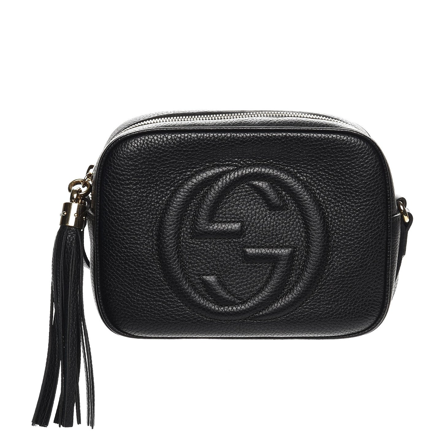 Pebbled Calfskin Small Soho Disco Bag Black