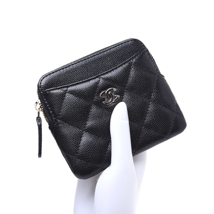 Chanel Caviar Quilted Zip Card Holder Wallet Black 2 of 11