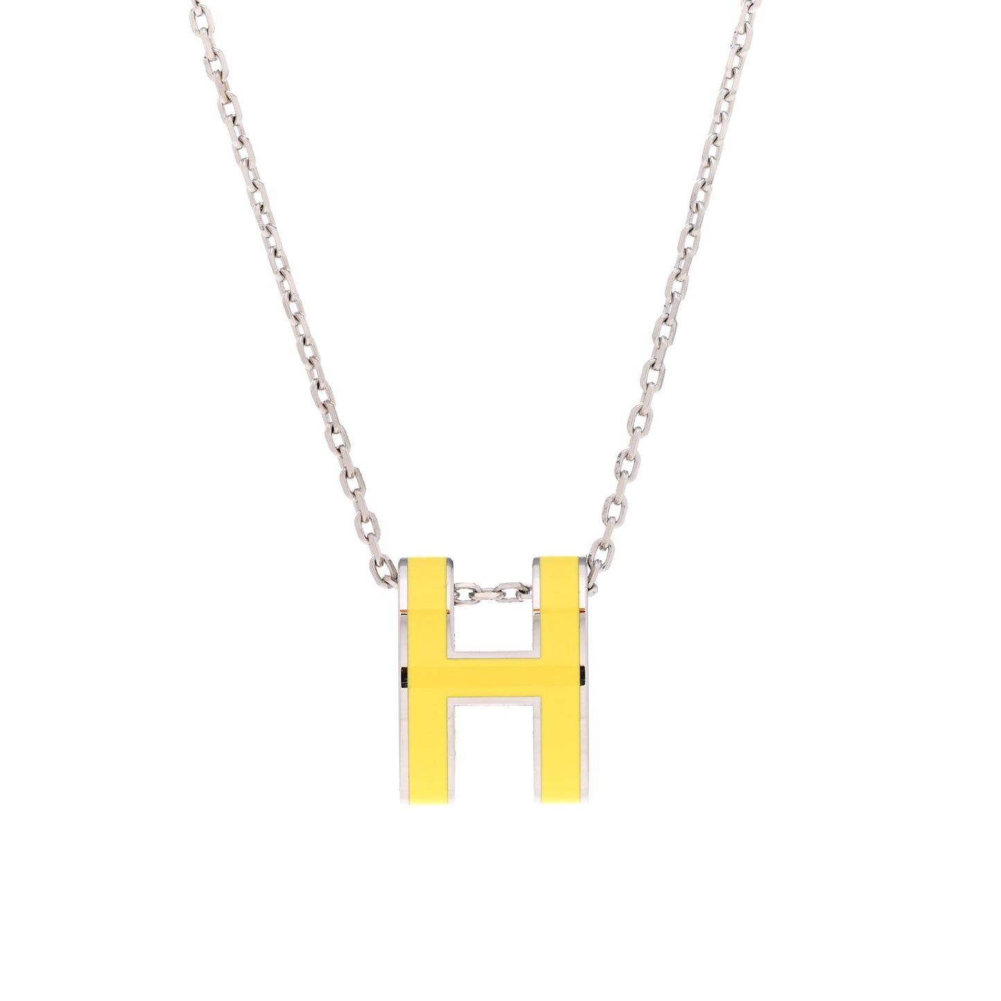 Lacquered Palladium Pop H Pendant Necklace Jaune Mimosa