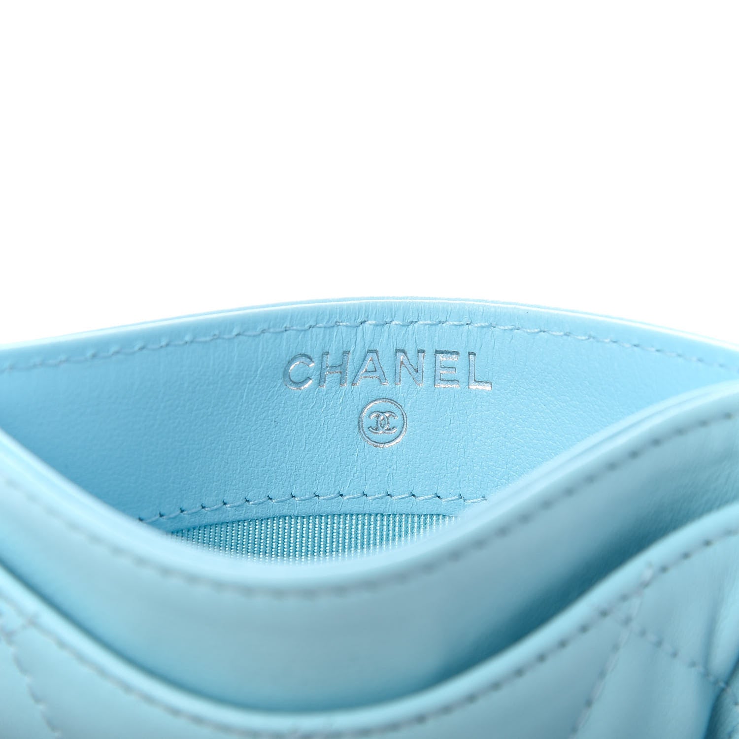 Chanel Lambskin Quilted Card Holder Neon Blue 6 of 9