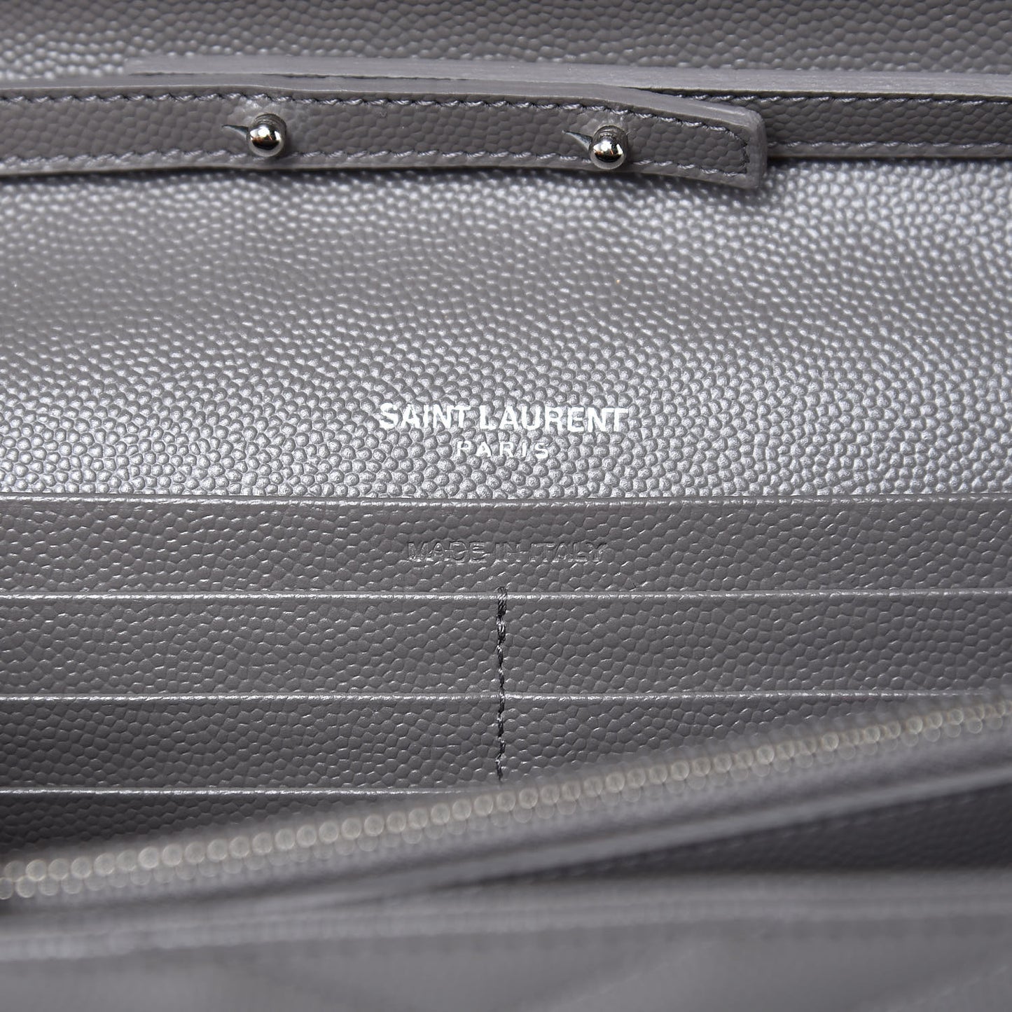 Grain De Poudre Matelasse Chevron Monogram Chain Wallet Fog