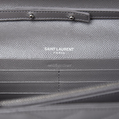 Saint Laurent Grain De Poudre Matelasse Chevron Monogram Chain Wallet Fog 8 of 11