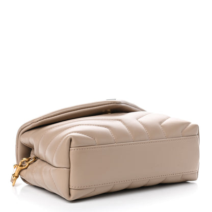 Saint Laurent Calfskin Y Quilted Monogram Toy Loulou Crossbody Bag Dark Beige 3 of 4