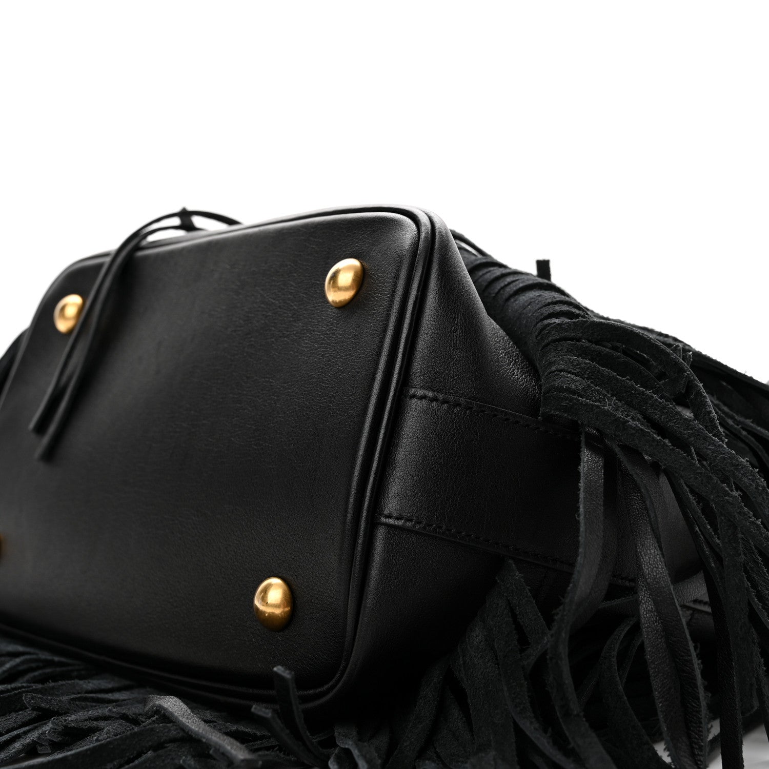 Saint Laurent Calfskin Small Emmanuelle Fringe Bucket Bag Black 10 of 11