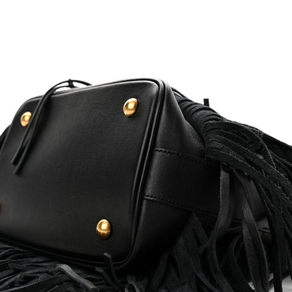 Saint Laurent Calfskin Small Emmanuelle Fringe Bucket Bag Black 10 of 11