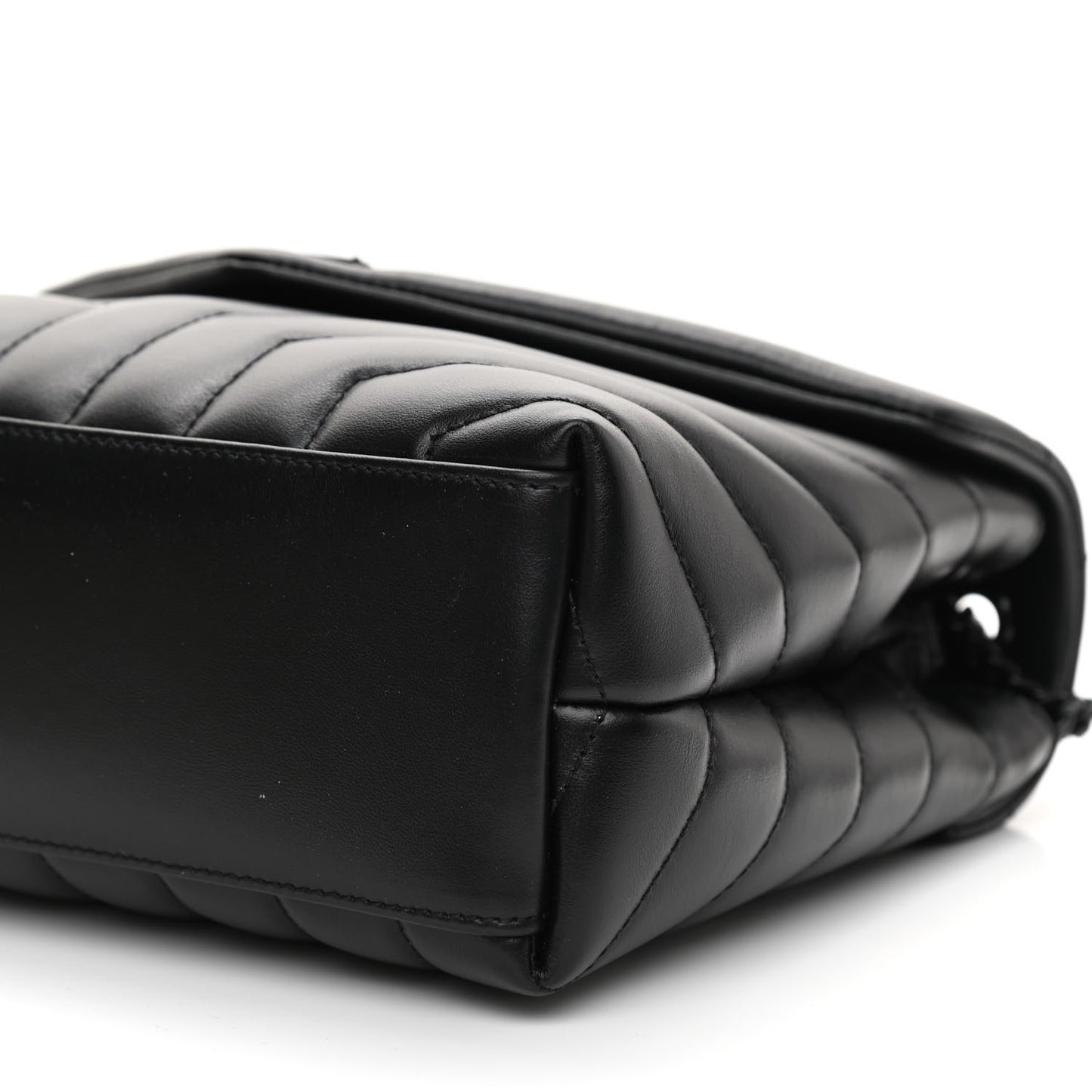Calfskin Y Quilted Monogram Monochrome Small Loulou Chain Satchel Black