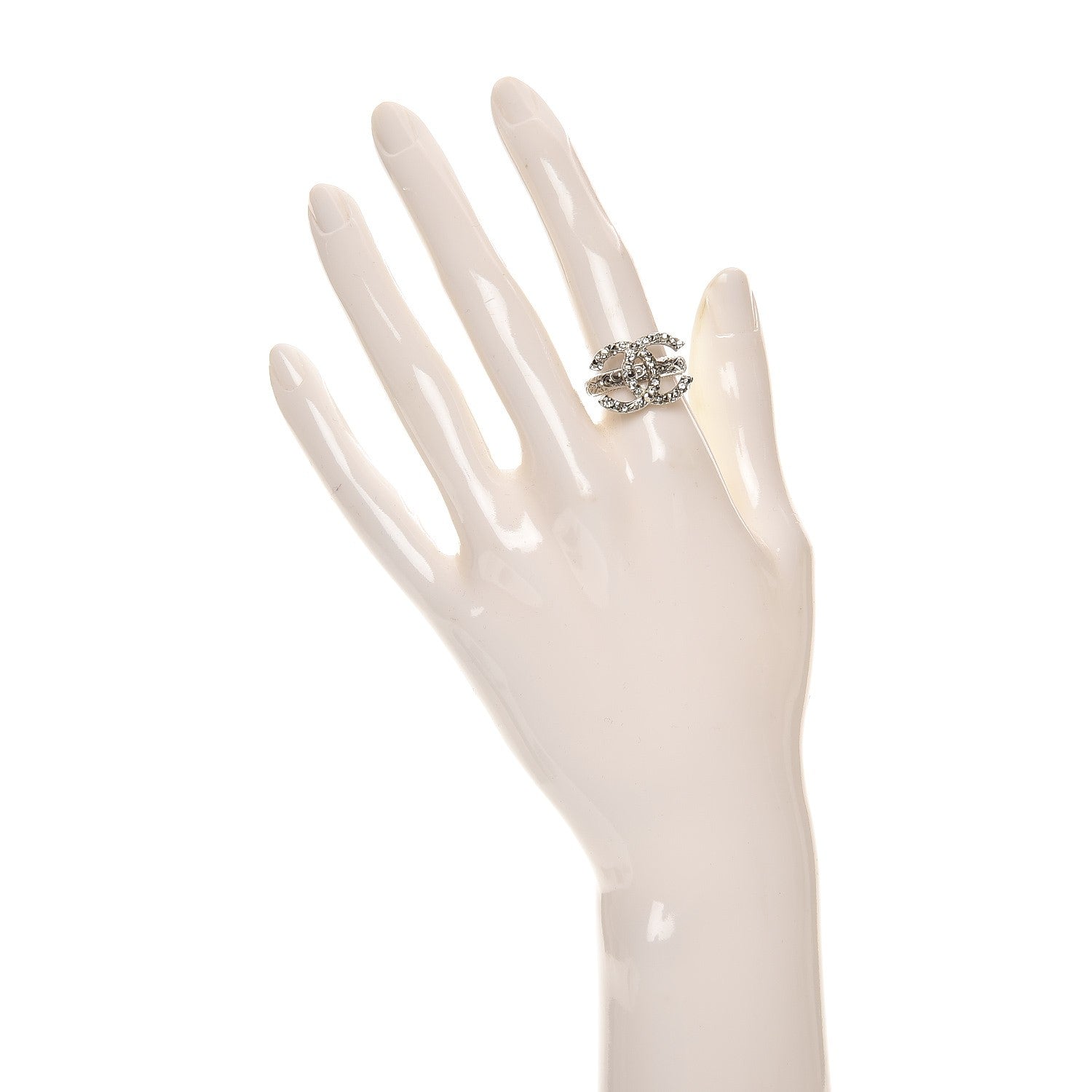 Chanel Crystal CC Ring 6 Silver 2 of 10