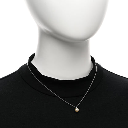 Tiffany 18K White Gold Diamond Pearl 6.5-7mm Pendant Necklace 2 of 5