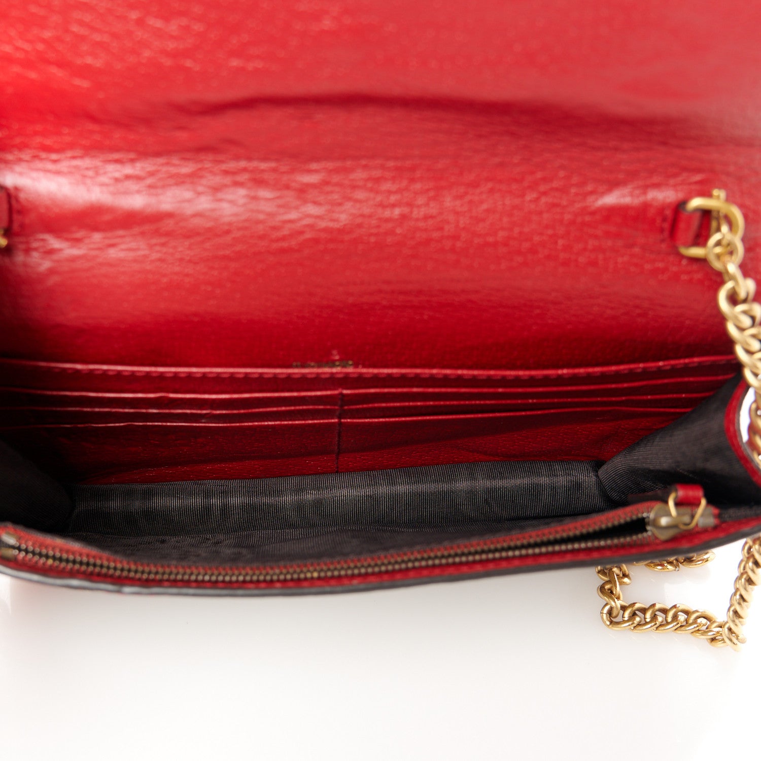 Gucci GG Supreme Monogram Web Queen Margaret Chain Wallet Red 5 of 11