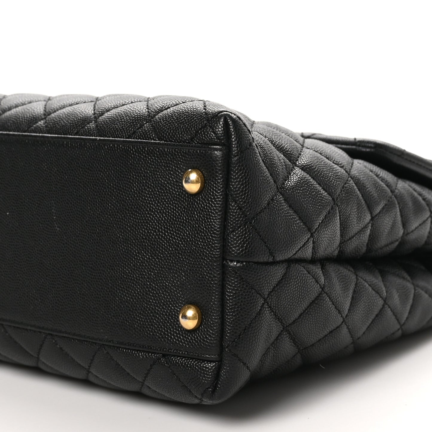 Caviar Quilted Large Coco Handle Flap Black