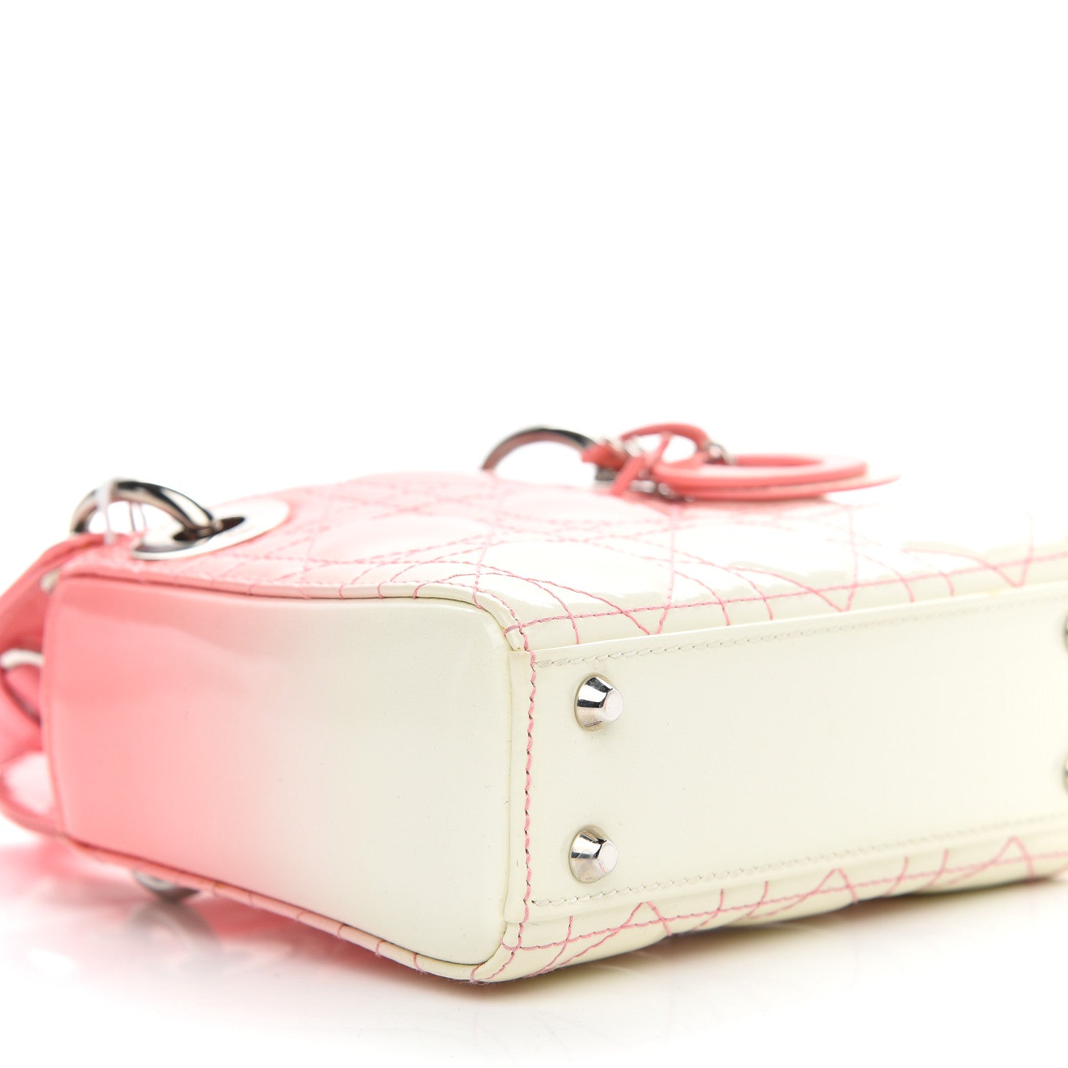 Christian Dior Patent Cannage Gradient Nano Lady Dior Pink White 5 of 11