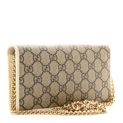 Gucci GG Supreme Monogram Azalea Calfskin Horsebit 1955 Wallet On Chain Beige Ebony Mystic White 3 of 10