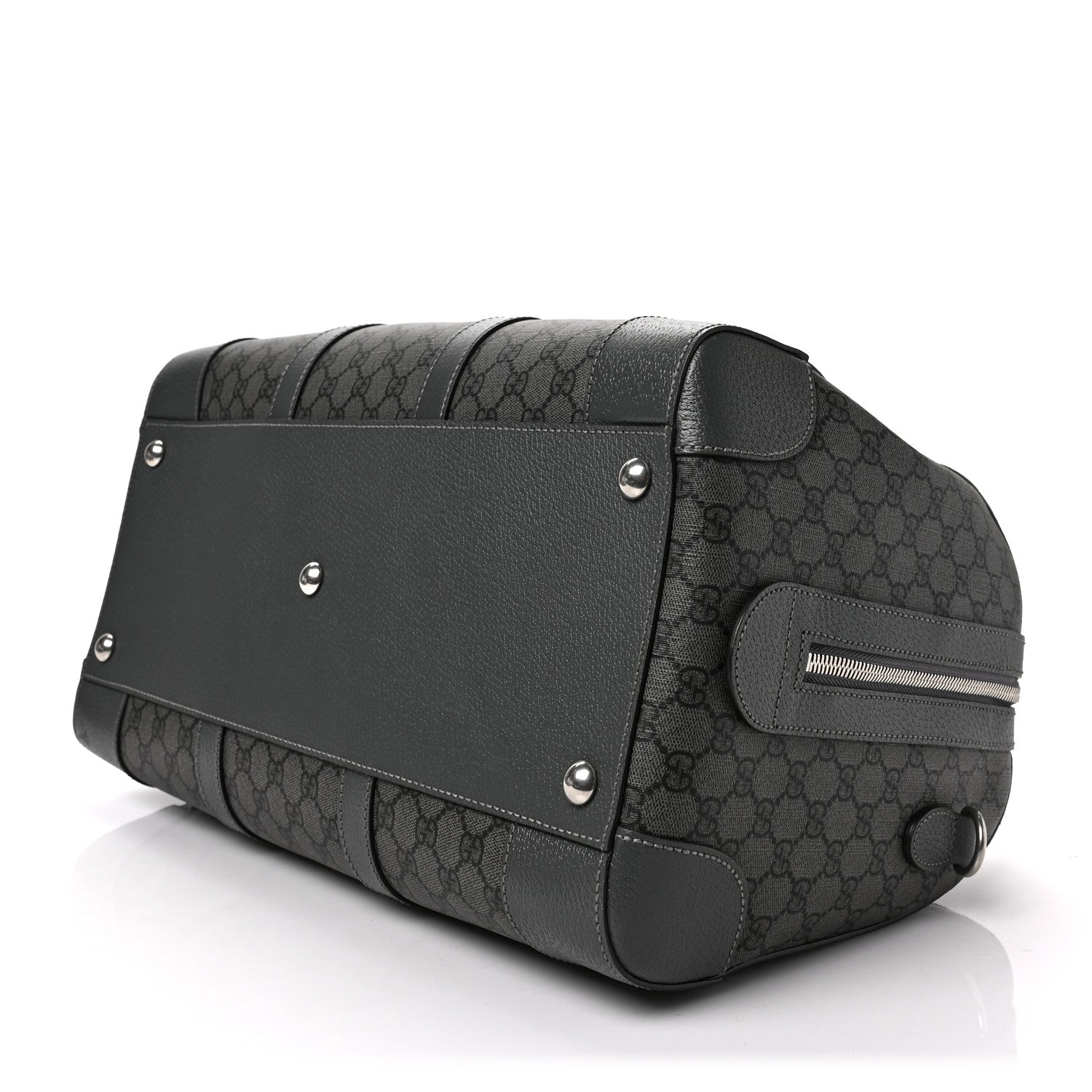 Gucci GG Supreme Monogram Textured Dollar Calfskin Medium Savoy Duffle Bag Grey Black Graphite Grey 8 of 8