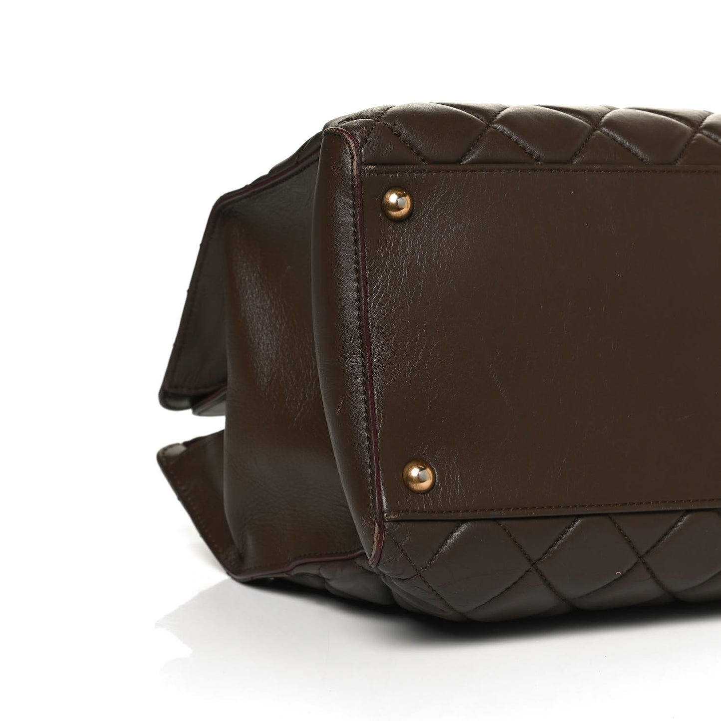 Calfskin Quilted Perfect Edge Tote Brown