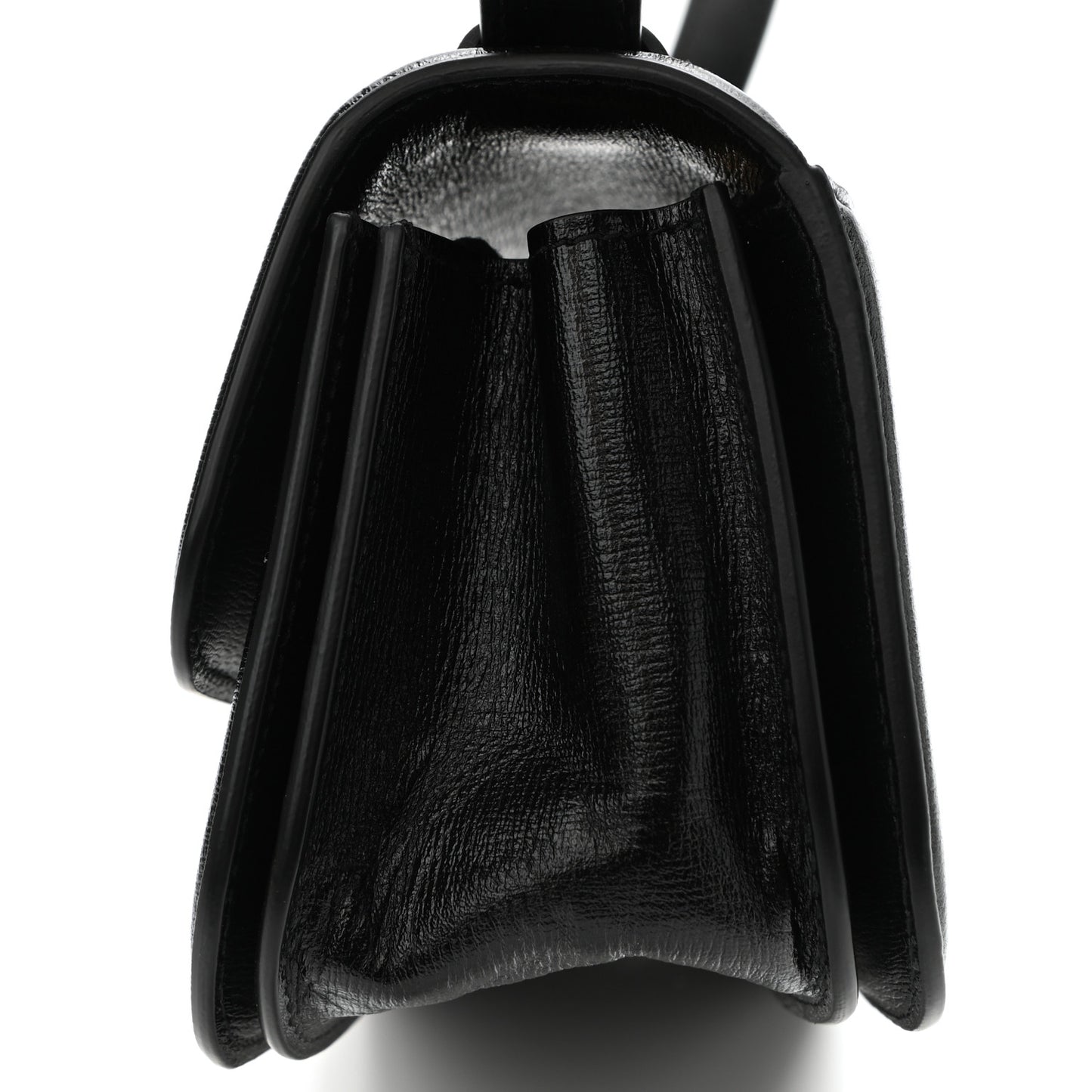 Calfskin Stripe Embossed Small Gossip Bag Black