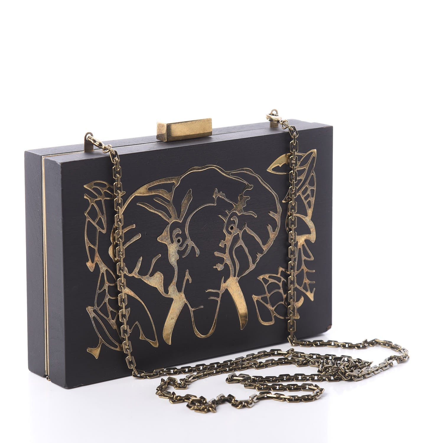 Valentino Garavani Wood Elephant Minaudiere Clutch Black 3 of 9