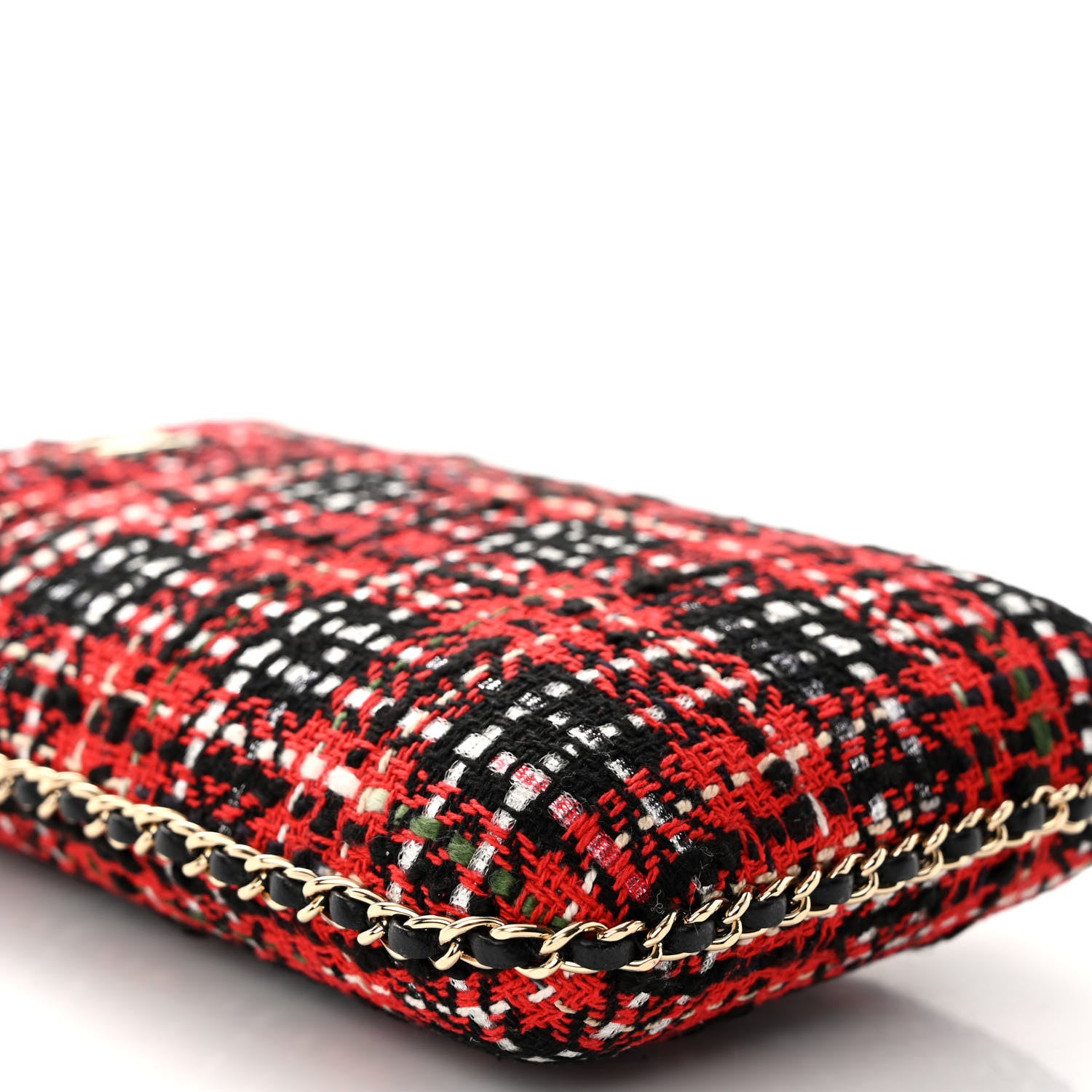 Chanel Tweed Chain Around Phone Holder Red Multicolor 8 of 9