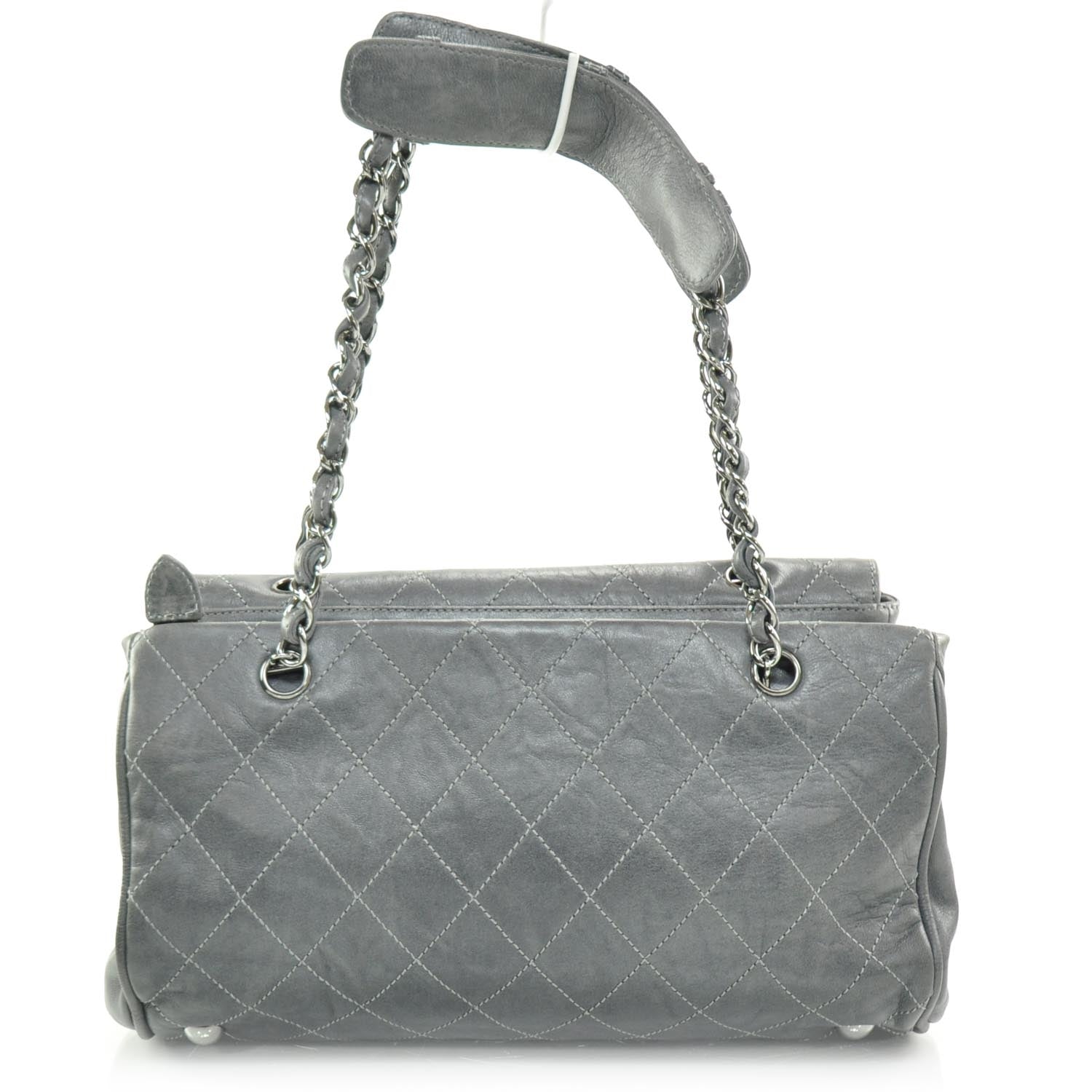 Chanel Lambskin Quilted Ritz Flap Bag Grey 4 of 11