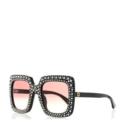 Gucci Acetate Crystal Oversize Sunglasses GG0148S Black 1 of 8