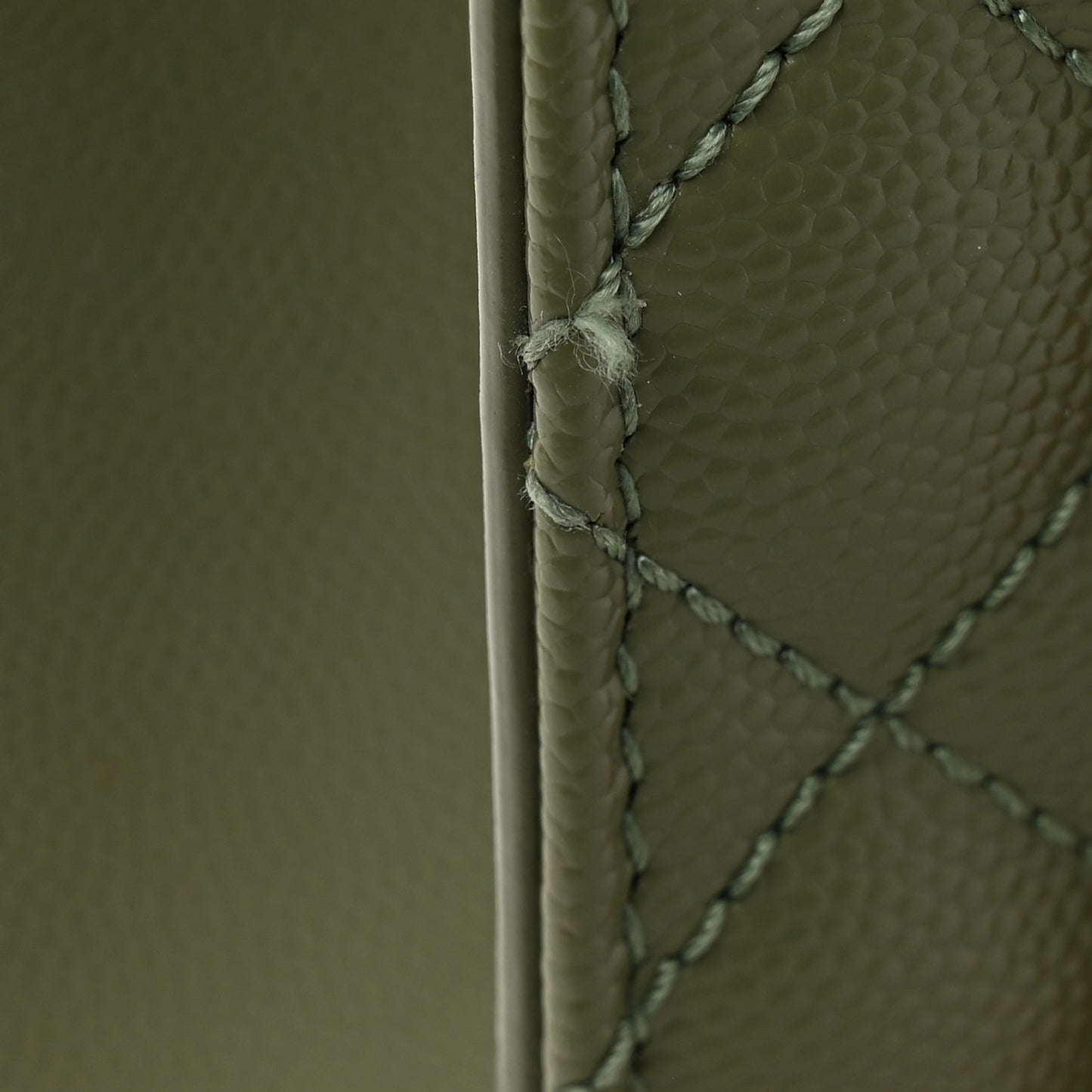 Grain De Poudre Textured Mixed Matelasse Large Triquilt Monogram Satchel Light Sage
