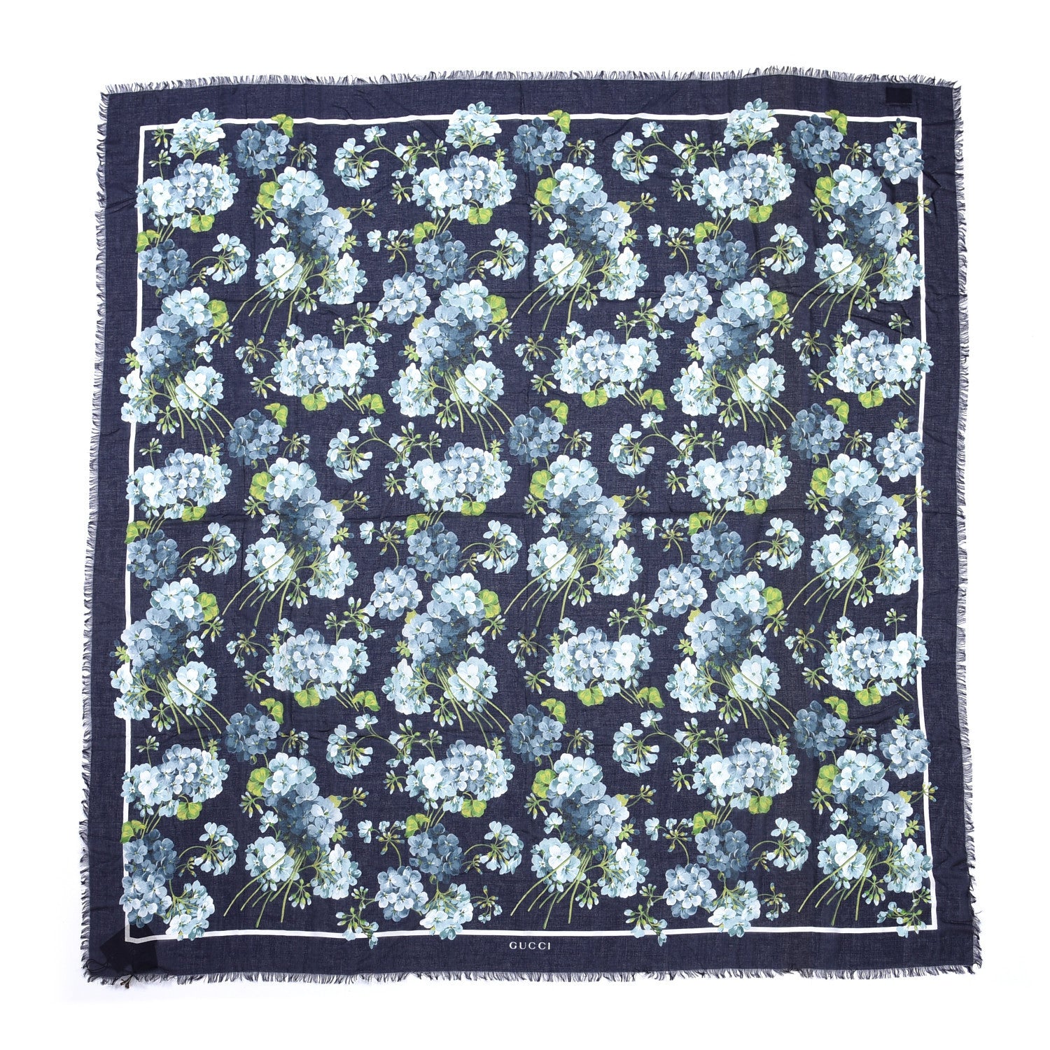 Gucci Modal Silk New Bloomy Shawl Midnight Blue Sky Blue 1 of 5