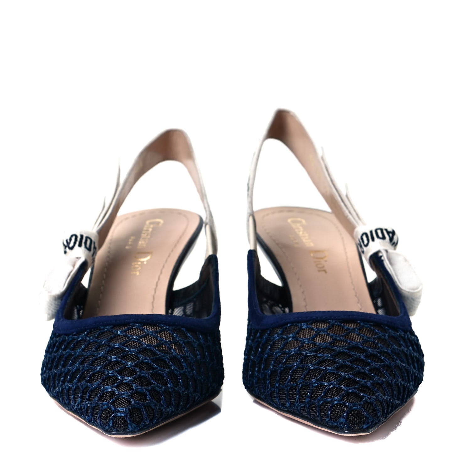 Christian Dior Resille Lambskin Ribbon J'Adior Slingback 65mm Pumps 37.5 Indigo Blue 3 of 9