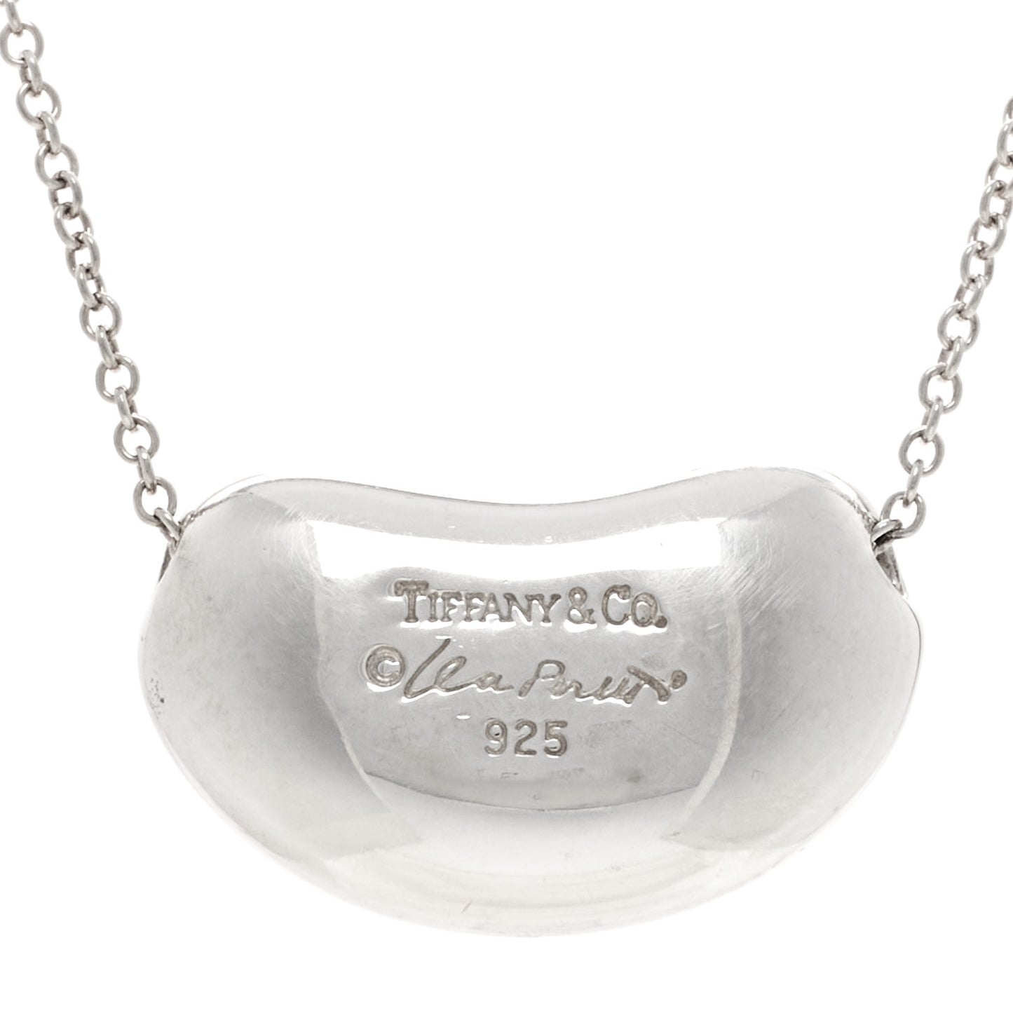 Sterling Silver 19mm Elsa Peretti Bean Pendant Necklace