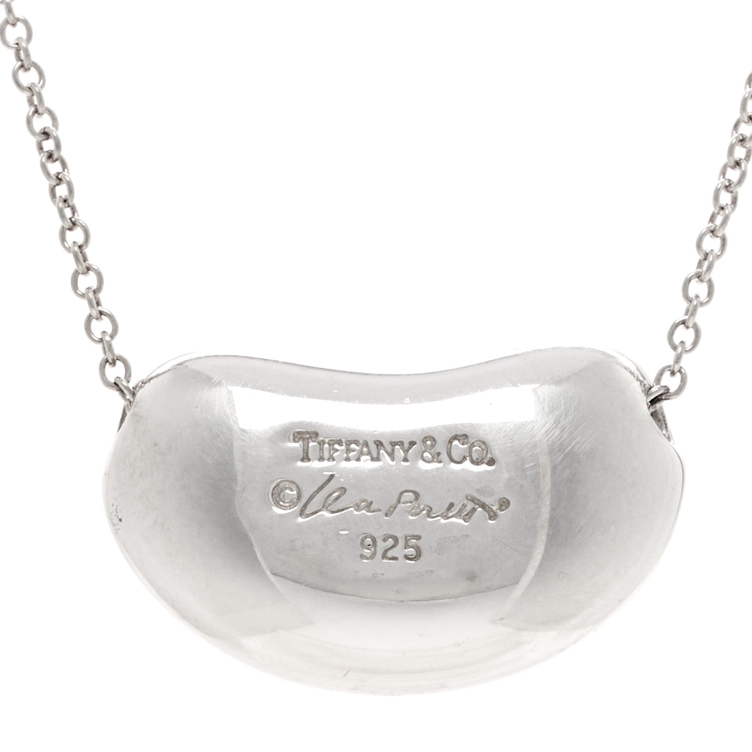 Tiffany Sterling Silver 19mm Elsa Peretti Bean Pendant Necklace 4 of 5