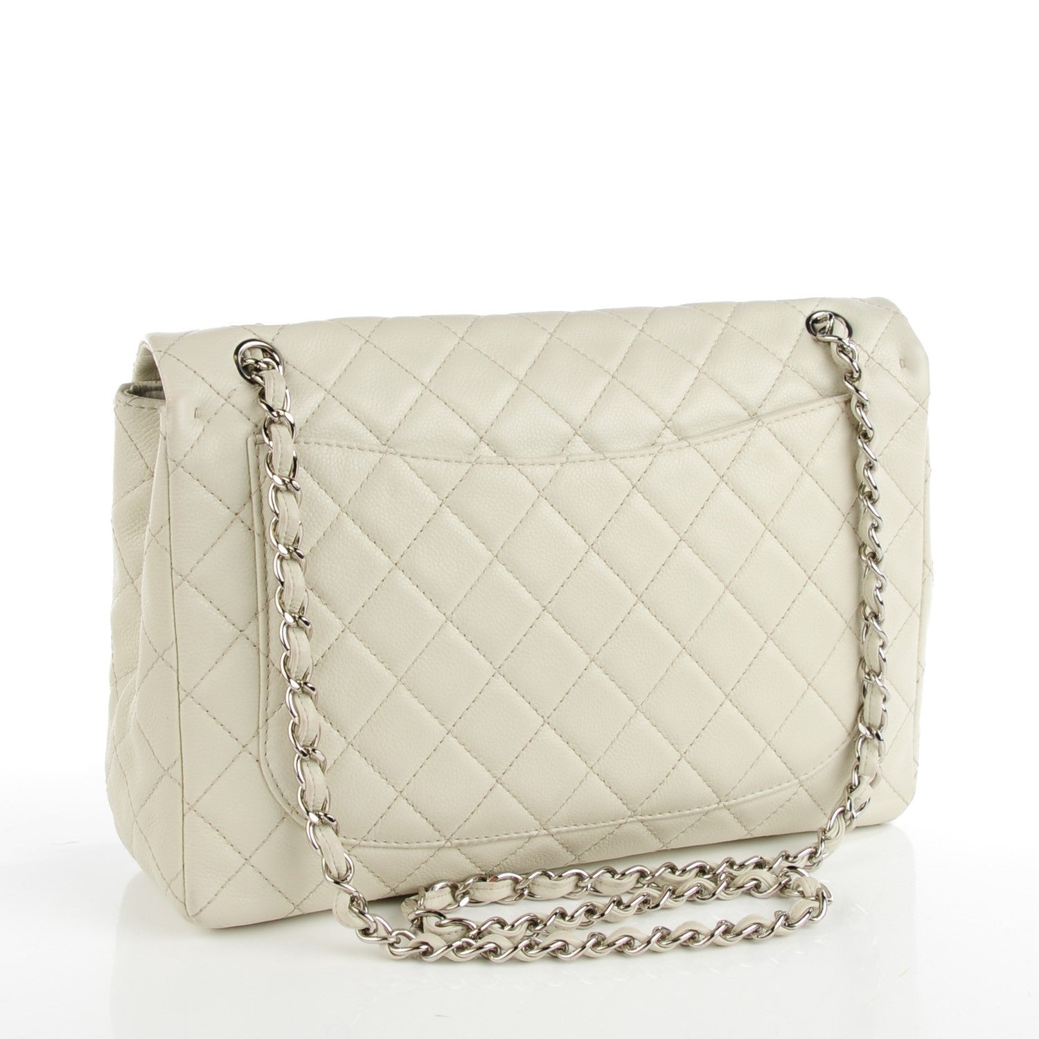 Chanel Washed Caviar Quilted Maxi Single Flap White 3 of 8