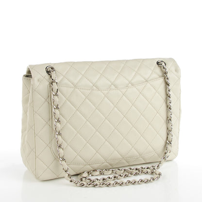 Chanel Washed Caviar Quilted Maxi Single Flap White 3 of 8