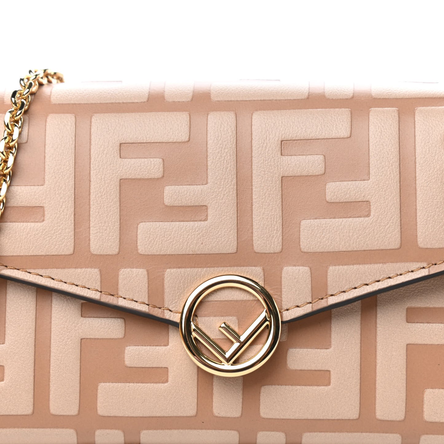 Vitello Termolagoon F is Fendi FF 1974 Embossed Continental Envelope Wallet On Chain Miele Scuro