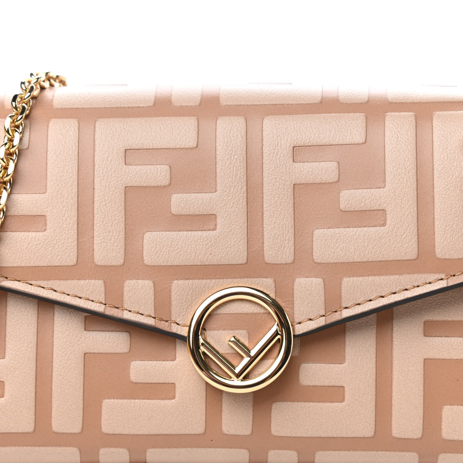 Fendi Vitello Termolagoon F is Fendi FF 1974 Embossed Continental Envelope Wallet On Chain Miele Scuro 10 of 11