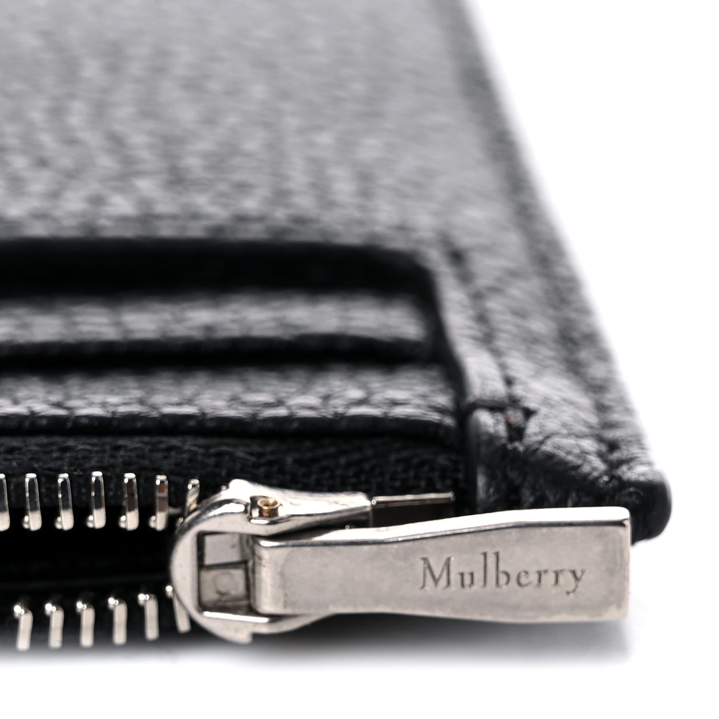 Classic Grain Zipped Travel Card Holder Black